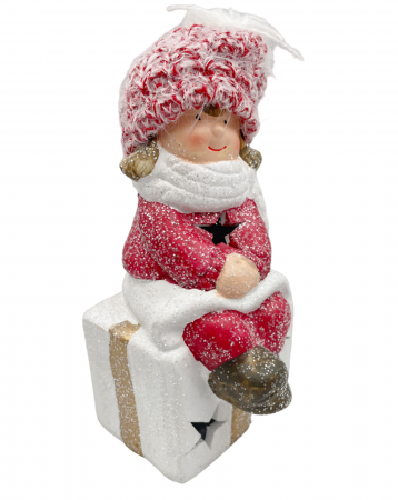 Figurina Craciun cu led-uri NOEL, Rosu/ Alb, 16cm [2]