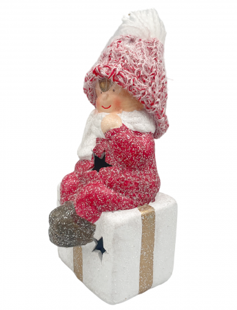 CRACIUN MAGIC - Figurina Craciun cu led-uri NOEL, Rosu/ Alb, 16cm