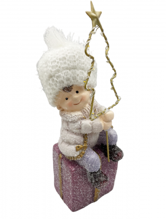Figurina Craciun cu led-uri CHRIS, Mov/ Alb, 23cm [2]