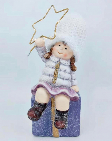 Figurina Craciun cu led-uri CHRISSY, Mov Alb, 23cm [1]