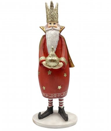 FIGURINE & PLUSURI - Figurina Mos Craciun cu coroana si glob ROYAL, 25cm