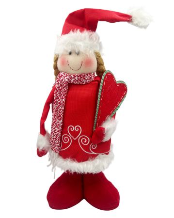MAGIE DE CRACIUN - Fetita decorativa cu picioare extensibile si hainute rosii NOELLE