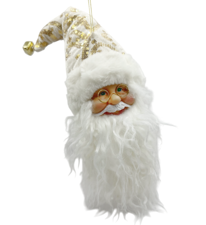 SERVIRE & DECORARE MASA CRACIUN - Figurina Mos Craciun - Decor pentru sticla JOY, Alb/ Auriu, 32cm