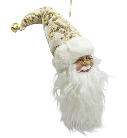 Figurina Mos Craciun - Decor pentru sticla JOY, Alb/ Auriu, 32cm [1]