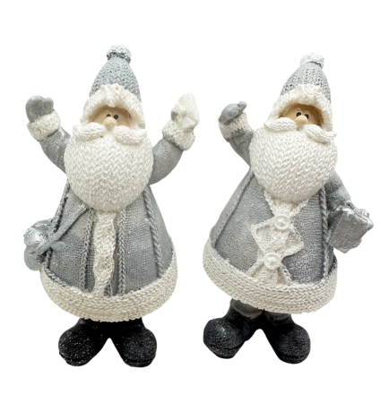 Figurină Moș Crăciun Gri cu cadou SEASON – Decor de Iarnă [2]