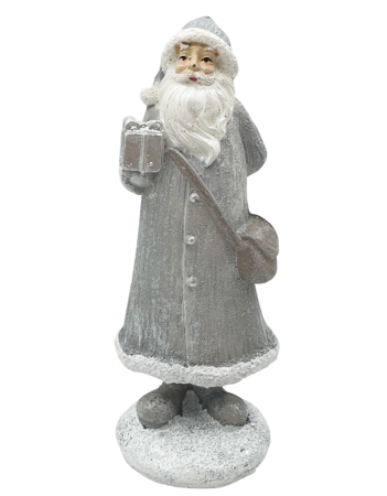 Figurină Moș Crăciun Gri cu borseta SEASON – Decor de Iarnă [1]