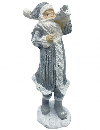 FIGURINE & PLUSURI - Figurina Mos Craciun NOEL, Alb/ Argintiu, 12cm