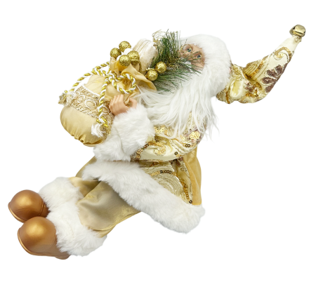 Mos Craciun decorativ cu sac de cadouri, PLUMPY, Auriu, 45cm [1]