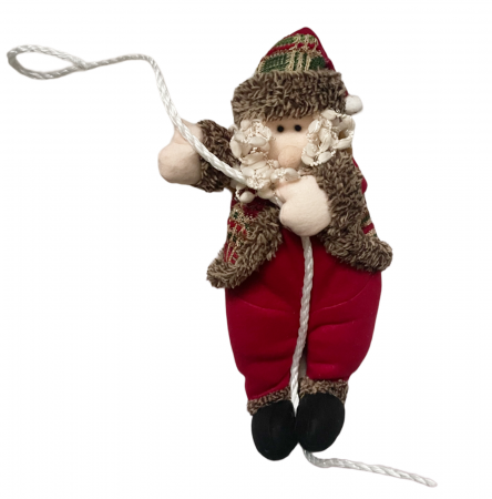 Figurina Mos Craciun pe sfoara FUNNY, Rosu, 40cm [1]