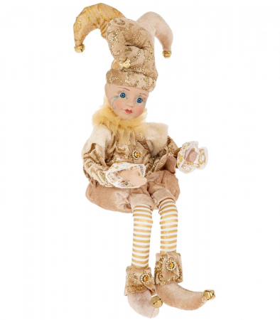 DECORATIUNI MUZICALE - Figurina muzicala animata - Arlechin JOLLO, Auriu, 45cm