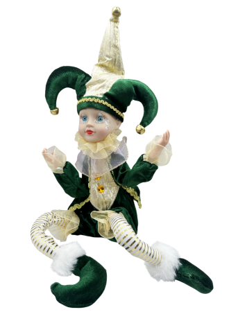 FIGURINE & PLUSURI - Arlechin decor Craciun JOLLO, Verde, 50cm