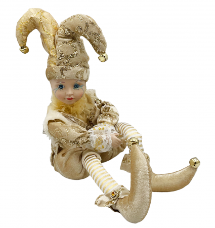 Figurina muzicala animata - Arlechin JOLLO, Auriu, 45cm [1]