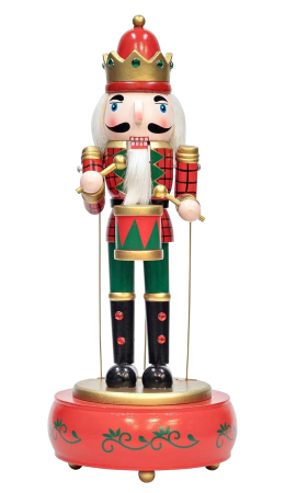 DECORATIUNI MUZICALE - Figurina muzicala animata Craciun - Spargatorul de Nuci JAMES, Rosu