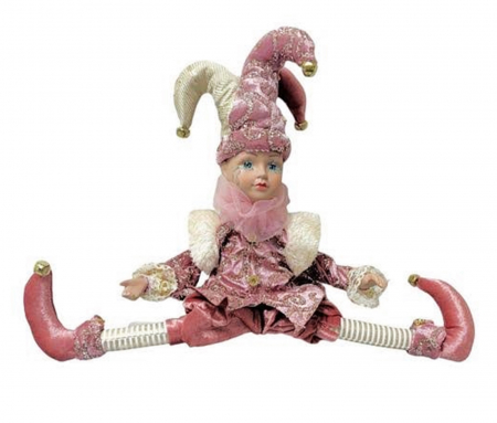 DECORATIUNI MUZICALE - Figurina muzicala animata - Arlechin JOLLO, Roz, 45cm