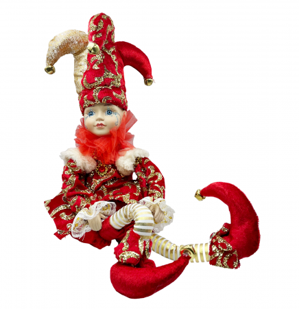 Figurina muzicala animata - Arlechin JOLLO, Rosu, 45cm [1]