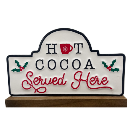 FIGURINE & PLUSURI - Decor de Crăciun – Tăbliță „HOT COCOA SERVED HERE”