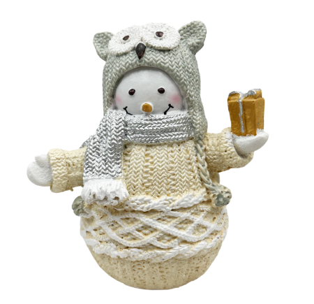 Figurină Om de Zăpadă cu fular argintiu FUZZY – Decor Crăciun [1]