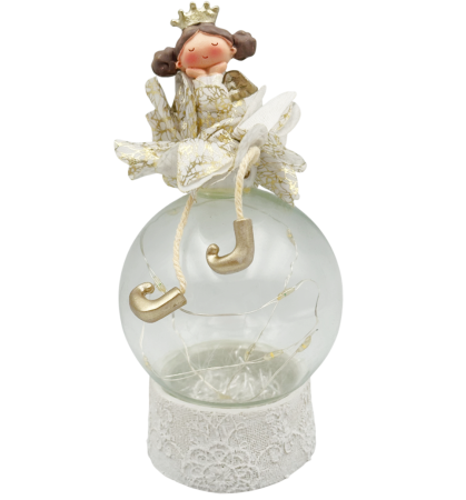 Figurine & Statuete - Figurină Prințesă pe Glob din Sticlă cu LED – Decor Elegant de Crăciun