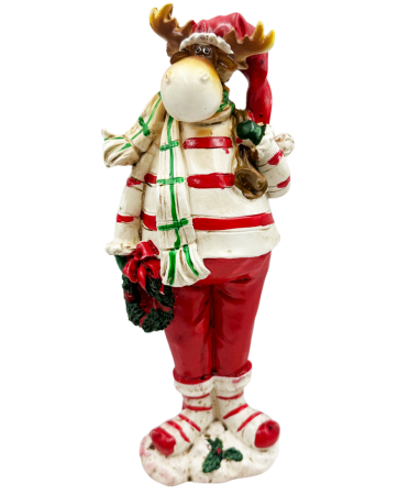FIGURINE & PLUSURI - Figurină Ren de Crăciun cu Eșarfă – Decor Festiv