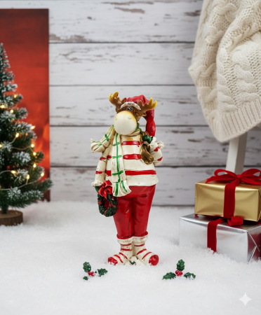 Figurină Ren de Crăciun cu Eșarfă – Decor Festiv [2]