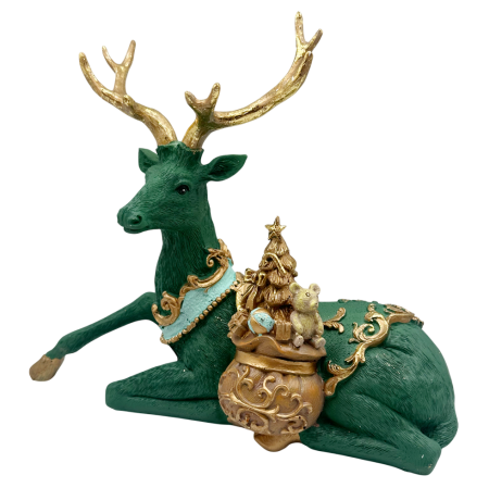 Figurină Ren de Crăciun turcoaz cu elemente aurii IMPERIALE [1]