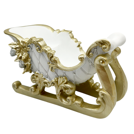 FIGURINE & PLUSURI - Figurină Sanie de Crăciun alba cu elemente aurii IMPERIALE