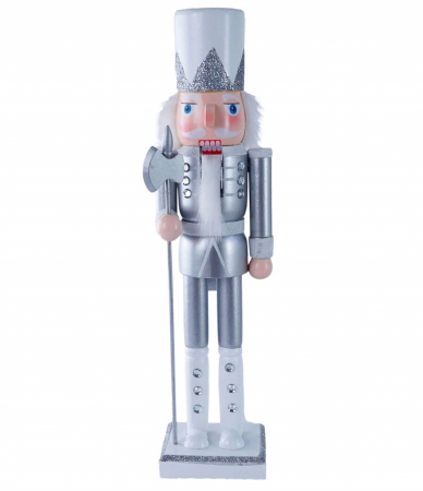 FIGURINE SPARGATORUL DE NUCI - Figurina Craciun - Spargatorul de Nuci FINLAY, Argintiu, 38cm