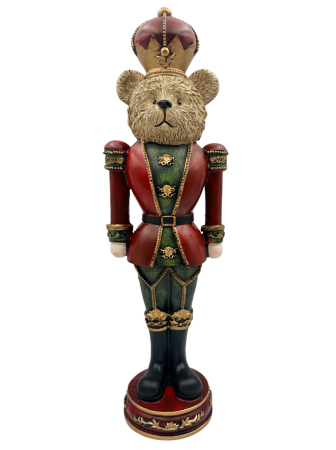 FIGURINE & PLUSURI - Figurină Urs de Crăciun rosu-verde cu coroana IMPERIALE