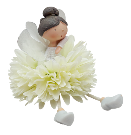 Figurina decorativa zana FLOWER FAIRY - cu rochita din petale verzi [3]