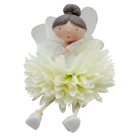 Figurina decorativa zana FLOWER FAIRY - cu rochita din petale verzi [1]