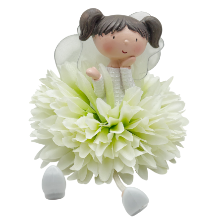 Statuete - Figurina decorativa zana FLOWER FAIRY - cu rochita din petale verzi