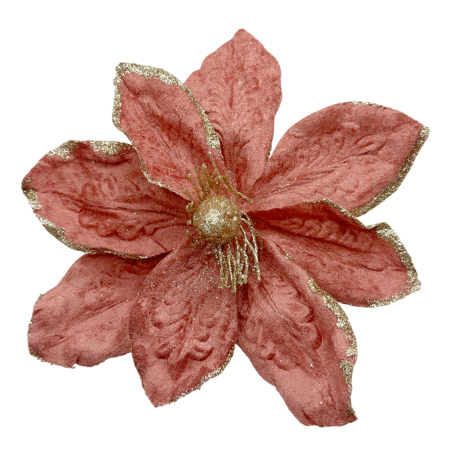 Colectia Roz & Mov - Floare decorativă Crăciun roz cu accente aurii | Prăvălia cu Surprize