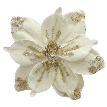 Floare decorativă cu margini aurii - Magnolie BEAUTY, Crem [1]