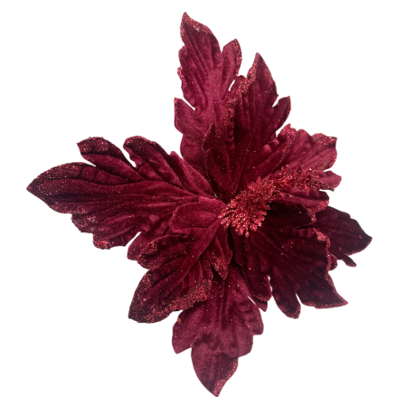 Floare decorativă rosu burgundy cu sclipici [1]