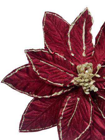 Floare decorativă rosu burgundy cu sclipici [1]