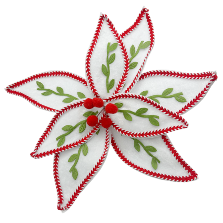 Colectia Rosu & Burgundy - Floare decorativă de Crăciun - Craciunita CLASSIC, Alb/ rosu/ verde