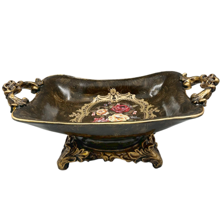 Fructiere & Cosuri Decorative - Fructiera decorativa vintage COLETTE - Model Floral, Maro/ Auriu