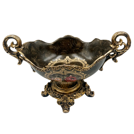 Fructiere & Cosuri Decorative - Fructiera decorativa vintage COLETTE - Model Floral, Maro/ Auriu