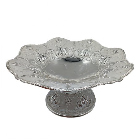 Obiecte Argintate - Fructiera argintata cu picior PEARL, 18cm