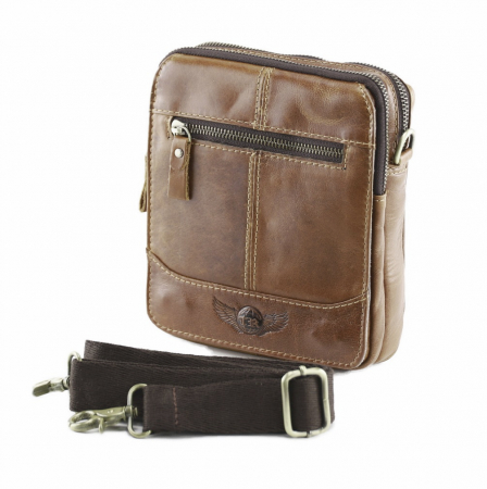 Borseta barbati CLINT, Maro, Piele naturala, 16x5x19cm [1]