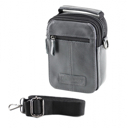 Geanta barbati CRAIG cu maner, Gri, Piele naturala, 14x7x18cm [4]