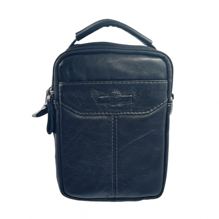 Borsete & Genti - Geanta barbati CRAIG cu maner, Negru, Piele naturala, 14x7x18cm