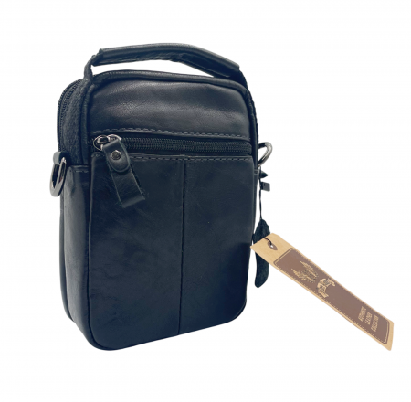Geanta barbati CRAIG cu maner, Negru, Piele naturala, 14x7x18cm [2]