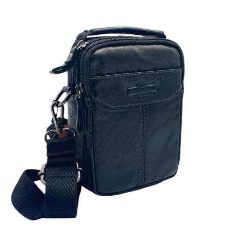 Geanta barbati CRAIG cu maner, Negru, Piele naturala, 14x7x18cm [1]