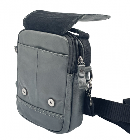 Geanta barbati CRAIG cu maner, Gri, Piele naturala, 14x7x18cm [3]