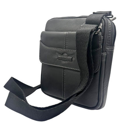 Geanta barbati MESSENGER - Borseta Neagra din Piele naturala [1]