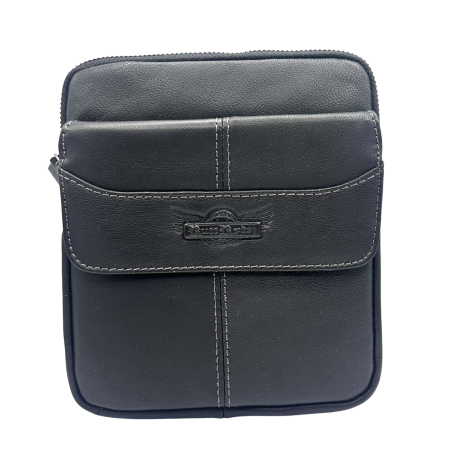 VARA CU STIL - Geanta barbati MESSENGER - Borseta Neagra din Piele naturala