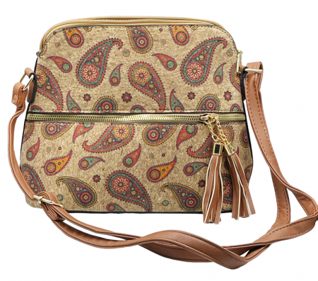 Geanta crossbody din pluta CLARA, Cu ciucuri [5]