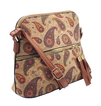 Geanta crossbody din pluta CLARA, Cu ciucuri [1]