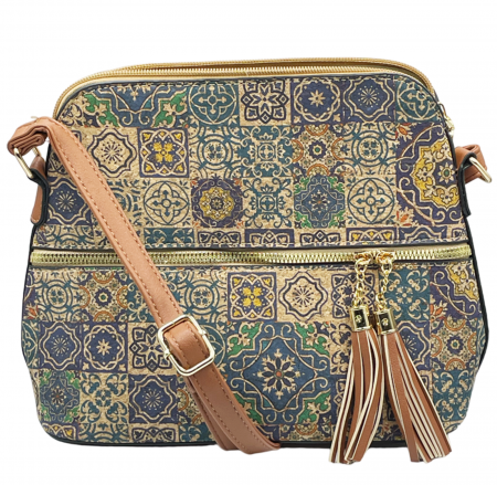 Genti & Rucsacuri - Geanta crossbody din pluta HAILEY, Cu ciucuri